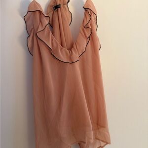 Zara Blush Pink Sleeveless Top with Black Trim